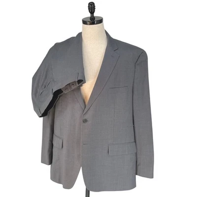Tasso Elba Men's Gray Micro Dot Wool Suit 48R Jacket and Pants 42 x 31 Preppy Ll - Image 1 of 4