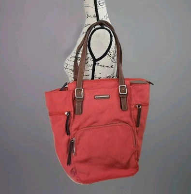 Franco Sarto Bolso de Hombro Naranja Nylon Informal Cartera Múltiples Bolsillos Viaje Foto 1 de 4