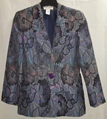 Vintage Womens Floral Tapestry Blazer By Sung Sport Alfred Sung Lined Size 6 - Image 1 of 4