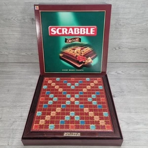Vintage Scrabble Deluxe (Mattel 2000) With Turntable & Wooden Tiles - Complete - Picture 1 of 13