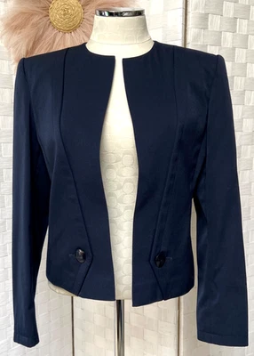 VTG Louis Feraud Navy Blue '80s Wool Single Button Blazer Shoulder Pads Size 10 - Image 1 of 4