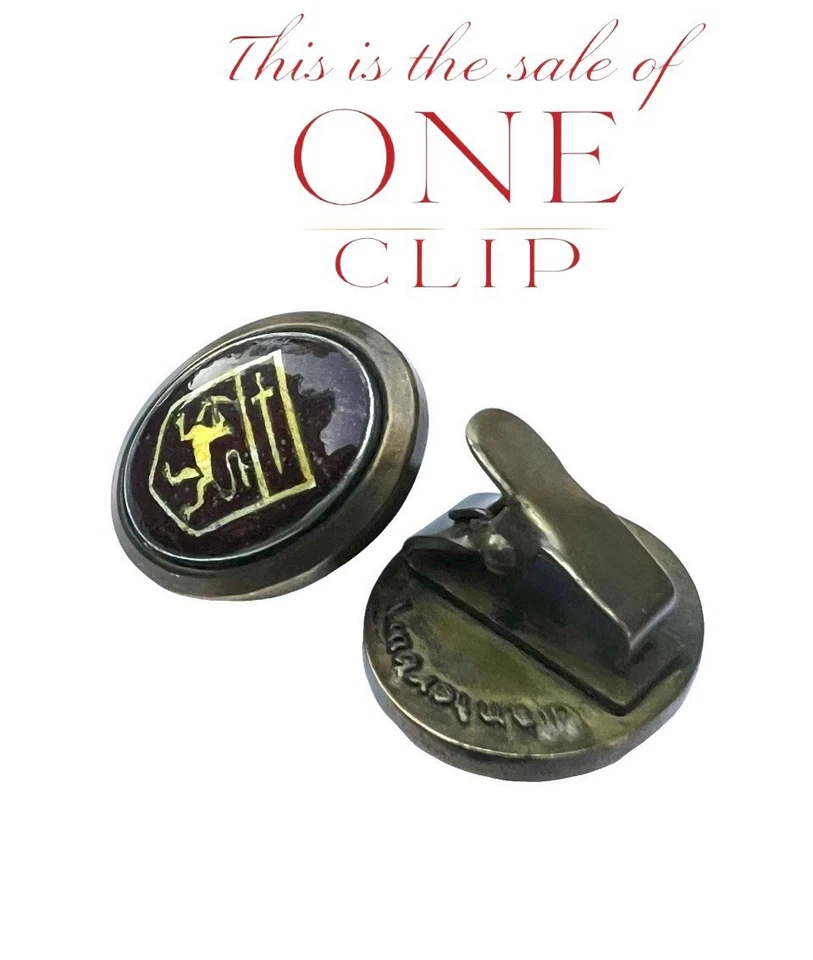 Clipe de gravata vintage antigo de latão e porcelana Canterbury Dragon Crest UM (1) - Imagem 1 de 4