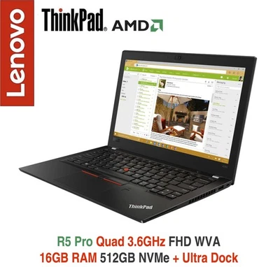 CLEARANCE ThinkPad A285 X280 AMD R5P 3.6GHz FHD 16GB 512GB + Ultra Dock Warranty - Image 1 of 4