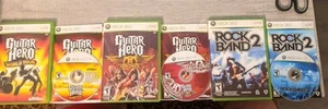 Xbox 360 Guitar Hero: World Tour & Aerosmith & Rockband 2 All Complete Tested - Picture 1 of 2
