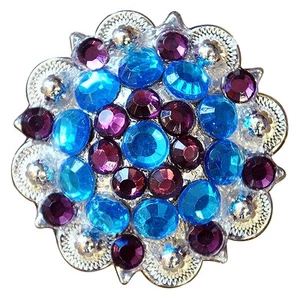HILASON Set of 8 Western Screw Back Concho Capri Amethyst Crystal 1-1/4In - Picture 1 of 7