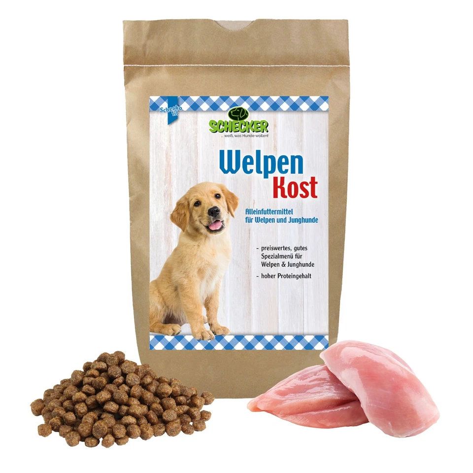 Schecker Trockenfutter - Welpenkost - viel gesundes Geflügelfleisch - 12 kg  - Bild 1 von 4