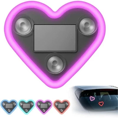 Solar Powered Wireless LED Heart Shape C-Pillar Neon Light with Light Sensor - Image 1 of 4