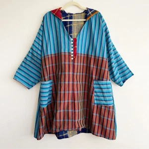 Kantha Bae Kantha Abrigo Top Poncho Reversible Arte Artístico para Usar Colorido Boho OS - Imagen 1 de 11