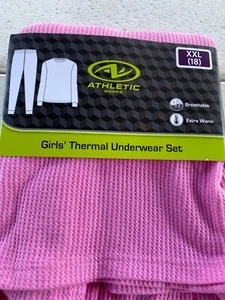 NWT Athletic Works Girl's Thermal Underwear Set 2 piece Pink sz XXl(18) - Picture 1 of 3