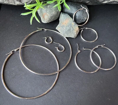 PAR de Pendientes Aro Redondos Color Plata 22g Acero Inoxidable 316L Foto 1 de 4