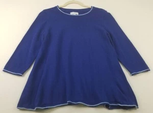 Kim Rogers Top Women's M Medium Blue Crewneck 3/4 Sleeves Cotton Casual Stretch - Picture 1 of 9