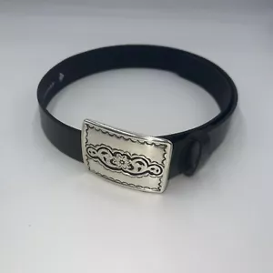 Silpada Designs Black Leather Belt with Western Silver Buckle Women's SZ L - Picture 1 of 8