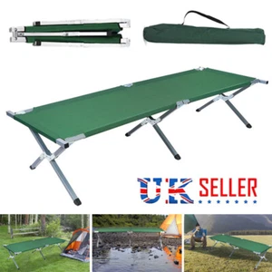 Heavy Duty Folding Camping Camp Bed Light Aluminium Steel Legs FREE CARRY BAG UK - Picture 1 of 7