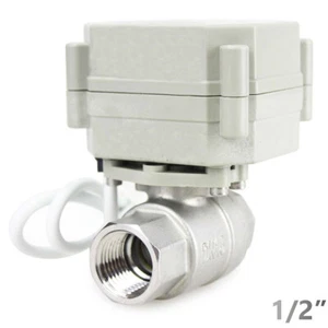 Stainless 1/2" 12V to 24 VA/DC CR3-03 Power On/Off Motorized Electric Ball Valve - Picture 1 of 6