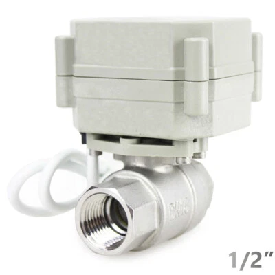 Stainless 1/2" 12V to 24 VA/DC CR3-03 Power On/Off Motorized Electric Ball Valve - Image 1 of 4