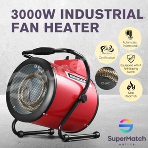 3000W Industrial Fan Heater 2in1 Hot Air Blower Carpet Dryer Workshop Shed Red - Picture 1 of 12