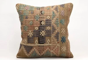 Kilim Pillow Cover, 20x20 in, Decorative Sofa Cushion, Handmade Boho Pillow - Picture 1 of 4