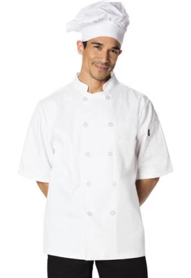 NWT DICKIES CLASSIC 10 BUTTON SHORT SLEEVE CHEF COAT WHITE DC49 - Image 1 of 4