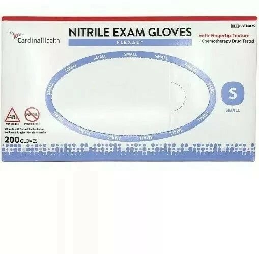 Cardinal Health Nitrile Exam Gloves Flexal, Finger Texture 200 Gloves, Small-New - Image 1 of 1