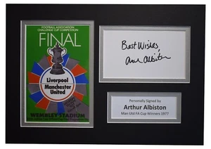 Arthur Albiston Signed Autograph A4 photo mount Man Utd FA Cup Winners 1977 - Picture 1 of 6