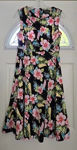 Yeokou Hawaii Kleid Damen S Blumen Baumwolle leicht ärmellos Hibiskus - Bild 1 von 14