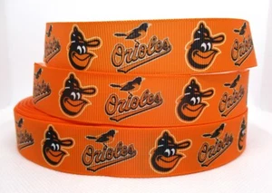 Orioles Baltimore Baseball 7/8" Grosgrain Ribbon~ YOUR CHOICE 5 or 10 Yard (MLB) - Picture 1 of 3