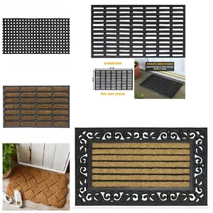 ANTI-SLIP HOME COIR & RUBBER DOOR MAT INDOOR & OUTDOOR ENTRANCE MAT DIRT SCRAPER - Picture 1 of 9