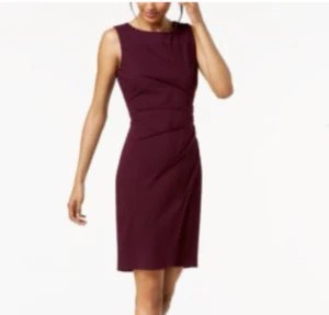 Calvin Klein Scuba Sheath Dress 6 8 Wine Purple Stretch Career Church Sleeveless - Picture 1 of 10