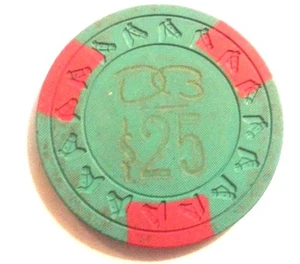 $25 DORADO BEACH Hotel Casino DB GrnRed Chip Puerto Rico HORSE KEY Mold DBE25c - Picture 1 of 2