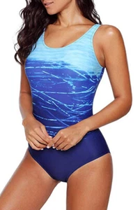 DAMEN BADEANZUG EINTEILER BADEMODE BLAU BATIK GR. 64 12XL C/D   (BA18-1447-LB-62 - Bild 1 von 4