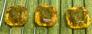 Vintage Glass Diminutive 2 Hole Clear Yellow Square Buttons Set of 3 3/8" - Picture 1 of 4