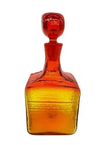 Vintage MCM Blenko Glass 6224s Strata Decanter Tangerine W/Stopper Wayne Husted - Picture 1 of 8