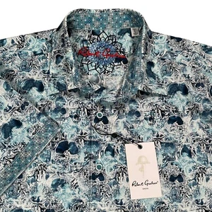NEW Robert Graham Hagerman Skull Print Button Down Short Sleeve Shirt Large $178 - Picture 1 of 7