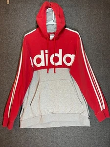 ADIDAS Sweatshirt Adult Extra Large Gray Red Essentials Colorblock Pullover Mens - Picture 1 of 12
