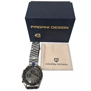 Pagani Design Men's Moon Watch | Quartz Date Chrono Sapphire Glass Black & Gold - Picture 1 of 4