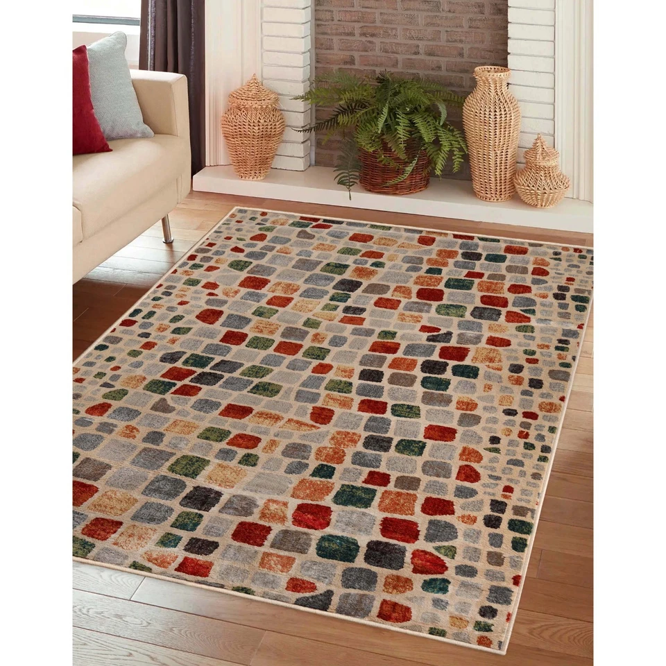 Geometric Cobblestone Modern Carpet Indoor Runner Rug Or Door Mat Or Area Rug - Image 1 of 1