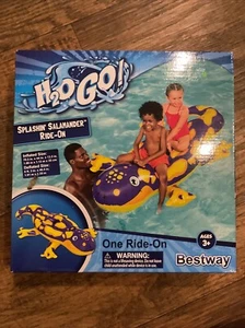 H2O Go Pool Float Splashin’ Salamander Ride-on Heavy Duty Handles 70.5”x44”x13.5 - Picture 1 of 2