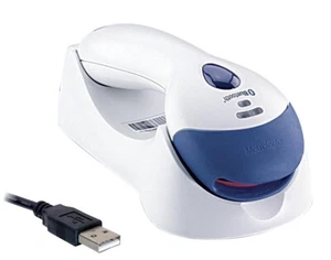Escáner de código de barras inalámbrico Metrologic Voyager 9535 Bluetooth con base de carga USB blanco - Imagen 1 de 2