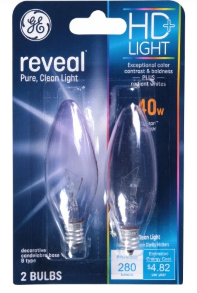 2-2 Packs (4 Bulbs Total) of GE REVEAL HD+ 40W DIMMABLE Light Bulbs - Image 1 of 1