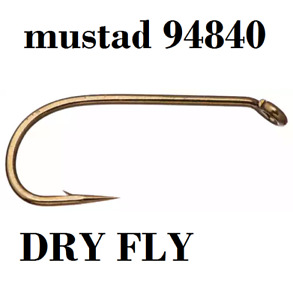 mustad 94840 dry fly hooks (r50-94840 signature series) #18 #16 #14 #10 #8 #6 