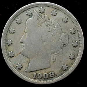 KAPPYSCOINS G9016 1908 VF VERY FINE LIBERTY NICKEL - Picture 1 of 2