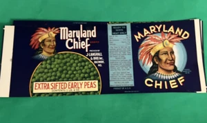 Lot of 10 Vintage Vegetable Can Labels - Maryland Chief - Early Peas - Baltimore - Picture 1 of 3
