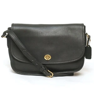 Vintage 80s Coach Black Leather Turn lock Hangtag Shoulder Bag United States - Bild 1 von 20