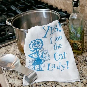 "Toalla de cocina 100 % algodón prelavado 28"" x 29"" - ¡Sí! ¡Soy el gato dama! - Imagen 1 de 1