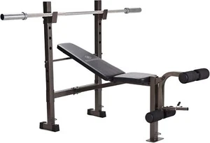 Stamina Adjustable Steel Weights Bench and Barbell Rack Combo Set, black - Picture 1 of 9
