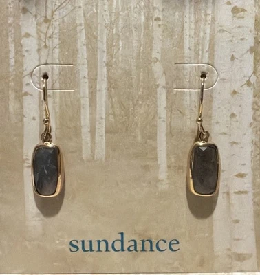 Sundance Catalog Gold Vermeil Faceted Labradorite Rounded Rectangle Earrings - Image 1 of 3