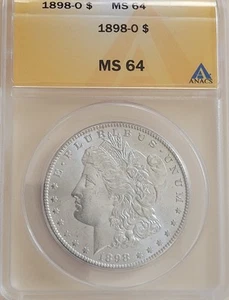 1898-O Morgan Silver Dollar ANACS MS64 White Frosty Satin Beauty - Prime Quality - Picture 1 of 6