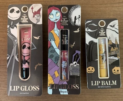 Nightmare Before Christmas Lip Gloss & Balm Set Jack Sally Zero New - Image 1 of 2
