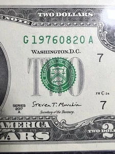 August 20, 1976 (G 19760820 A) BIRTHDAY Note $2 Two Dollar Bill *UNC* - Picture 1 of 3