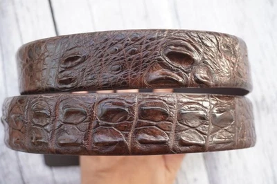 Dark Brown Genuine Crocodile Hornback Leather Skin Men's Belt W 1.5" #N70 - Image 1 of 4